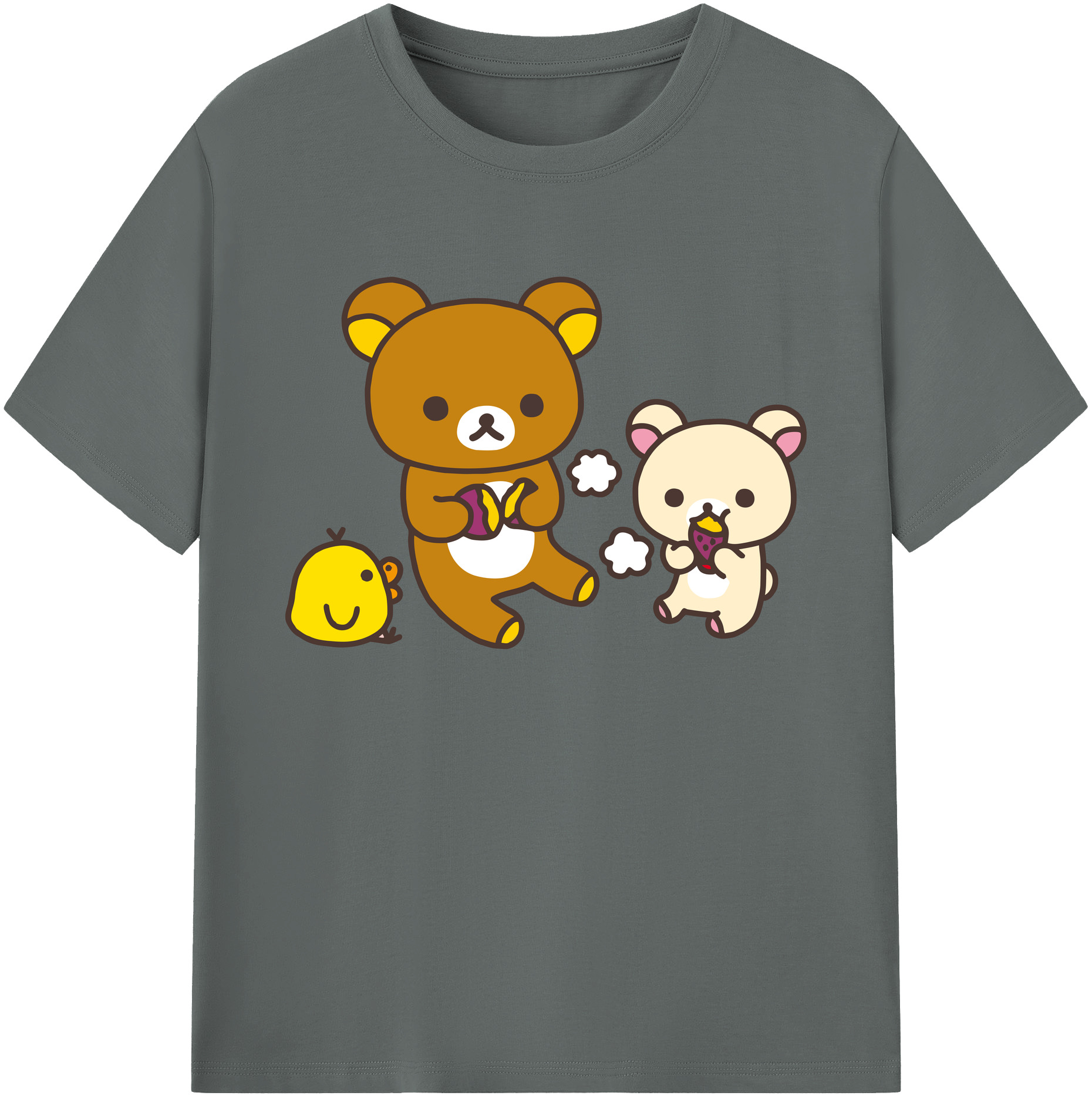 （画像用） リラックマ リラックマ キイロイトリ Rilakkuma Korilakkuma Kiiroitori 綿100％ メンズ半袖Tシャツ｜肌触りやわらか＆通気性
